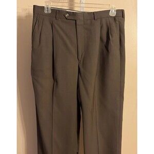 Mens Embassy Square Brothers Wool Slacks Trousers Flat Pant 36x34 Light Brown